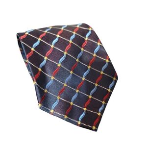 Rountree & Yorke Elegant Multicolor Patterned Tie Mens 100% Silk‎ Luxury X Long